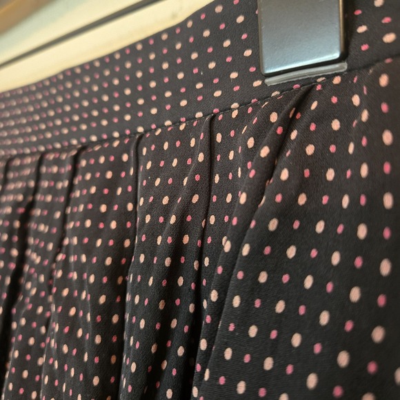 Dresses & Skirts - Linda Allard Ellen Tracy Silk Skirt Zip Back Pleated Lined Polka Dot Black 8